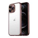 For iPhone 12 Pro Macaron PC Phone Pure Border Frame with Lens Glass Film(Brown)