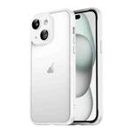 For iPhone 15 Macaron PC Phone Pure Border Frame with Lens Glass Film(White)