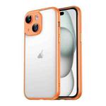 For iPhone 15 Macaron PC Phone Pure Border Frame with Lens Glass Film(Orange)