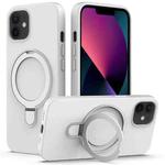 For iPhone 11 MagSafe Magnetic Liquid Silicone Phone Case with Ring Holder(White)