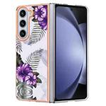 For Samsung Galaxy Z Fold5 5G Electroplating IMD TPU Phone Case(Purple Flower)