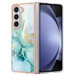 For Samsung Galaxy Z Fold5 5G Electroplating Marble Dual-side IMD Phone Case(Green 003)