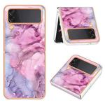 For Samsung Galaxy Z Flip3 5G Electroplating Marble Dual-side IMD Phone Case(Pink 013)