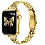 For Apple Watch SE 2023 40mm Slim Seven Bead Slingshot Buckle Metal Watch Band(Gold)