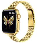 For Apple Watch Ultra 49mm Slim Seven Bead Slingshot Buckle Metal Watch Band(Gold)