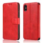 For iPhone XS Max Calf Texture Magnetic Buckle Horizontal Flip Leather Case with Holder & Card Slots & Wallet & Photo Frame(Red)