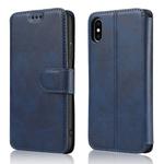 For iPhone XS Max Calf Texture Magnetic Buckle Horizontal Flip Leather Case with Holder & Card Slots & Wallet & Photo Frame(Blue)