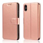For iPhone XS Max Calf Texture Magnetic Buckle Horizontal Flip Leather Case with Holder & Card Slots & Wallet & Photo Frame(Rose Gold)