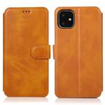For iPhone 12 / 12 Pro Calf Texture Magnetic Buckle Horizontal Flip Leather Case with Holder & Card Slots & Wallet & Photo Frame(Khaki)