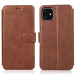 For iPhone 12 / 12 Pro Calf Texture Magnetic Buckle Horizontal Flip Leather Case with Holder & Card Slots & Wallet & Photo Frame(Brown)