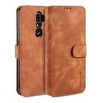 For OPPO A5 (2020) / A9 (2020) DG.MING Retro Oil Side Horizontal Flip Leather Case with Holder & Card Solt & Wallet(Brown)