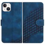 For iPhone 15 Plus YX0060 Elephant Head Embossed Phone Leather Case with Lanyard(Royal Blue)