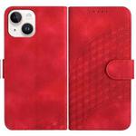 For iPhone 15 YX0060 Elephant Head Embossed Phone Leather Case with Lanyard(Red)