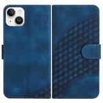 For iPhone 14 Plus YX0060 Elephant Head Embossed Phone Leather Case with Lanyard(Royal Blue)