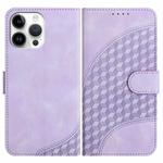 For iPhone 13 Pro Max YX0060 Elephant Head Embossed Phone Leather Case with Lanyard(Light Purple)