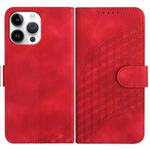 For iPhone 13 Pro Max YX0060 Elephant Head Embossed Phone Leather Case with Lanyard(Red)