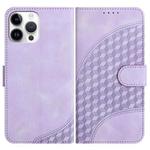 For iPhone 12 Pro Max YX0060 Elephant Head Embossed Phone Leather Case with Lanyard(Light Purple)