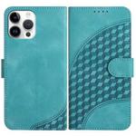 For iPhone 12 Pro Max YX0060 Elephant Head Embossed Phone Leather Case with Lanyard(Light Blue)