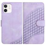 For iPhone 12 mini YX0060 Elephant Head Embossed Phone Leather Case with Lanyard(Light Purple)