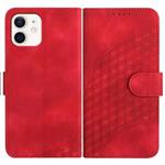 For iPhone 12 mini YX0060 Elephant Head Embossed Phone Leather Case with Lanyard(Red)