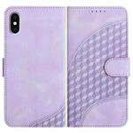 For iPhone XS / X YX0060 Elephant Head Embossed Phone Leather Case with Lanyard(Light Purple)