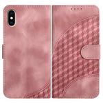 For iPhone XS / X YX0060 Elephant Head Embossed Phone Leather Case with Lanyard(Pink)