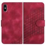 For iPhone XS / X YX0060 Elephant Head Embossed Phone Leather Case with Lanyard(Rose Red)