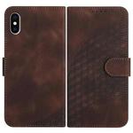 For iPhone XS / X YX0060 Elephant Head Embossed Phone Leather Case with Lanyard(Coffee)