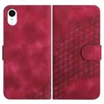 For iPhone XR YX0060 Elephant Head Embossed Phone Leather Case with Lanyard(Rose Red)