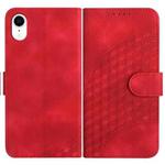 For iPhone XR YX0060 Elephant Head Embossed Phone Leather Case with Lanyard(Red)