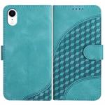 For iPhone XR YX0060 Elephant Head Embossed Phone Leather Case with Lanyard(Light Blue)