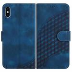 For iPhone XS Max YX0060 Elephant Head Embossed Phone Leather Case with Lanyard(Royal Blue)