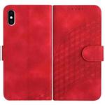 For iPhone XS Max YX0060 Elephant Head Embossed Phone Leather Case with Lanyard(Red)