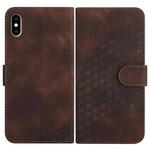 For iPhone XS Max YX0060 Elephant Head Embossed Phone Leather Case with Lanyard(Coffee)