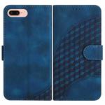 For iPhone 8 Plus / 7 Plus YX0060 Elephant Head Embossed Phone Leather Case with Lanyard(Royal Blue)