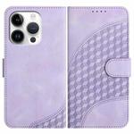 For iPhone 16 Pro YX0060 Elephant Head Embossed Phone Leather Case with Lanyard(Light Purple)