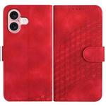 For iPhone 16 YX0060 Elephant Head Embossed Phone Leather Case with Lanyard(Red)
