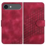 For iPhone 17 Air YX0060 Elephant Head Embossed Phone Leather Case with Lanyard(Rose Red)
