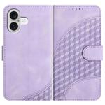 For iPhone 17 YX0060 Elephant Head Embossed Phone Leather Case with Lanyard(Light Purple)