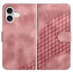 For iPhone 17 YX0060 Elephant Head Embossed Phone Leather Case with Lanyard(Pink)