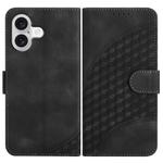 For iPhone 17 YX0060 Elephant Head Embossed Phone Leather Case with Lanyard(Black)