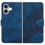 For iPhone 17 YX0060 Elephant Head Embossed Phone Leather Case with Lanyard(Royal Blue)