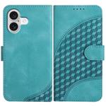 For iPhone 17 YX0060 Elephant Head Embossed Phone Leather Case with Lanyard(Light Blue)