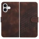 For iPhone 17 YX0060 Elephant Head Embossed Phone Leather Case with Lanyard(Coffee)
