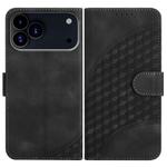 For iPhone 17 Pro Max YX0060 Elephant Head Embossed Phone Leather Case with Lanyard(Black)