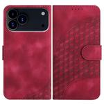 For iPhone 17 Pro Max YX0060 Elephant Head Embossed Phone Leather Case with Lanyard(Rose Red)