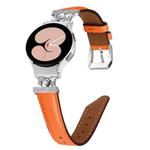 For Samsung Galaxy Watch6 / 6 Classic M Letter D-shaped Twill Leather Watch Band(Silver Orange)