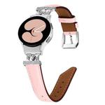 For Samsung Galaxy Watch6 / 6 Classic M Letter D-shaped Twill Leather Watch Band(Silver Pink)