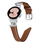 For Samsung Galaxy Watch6 / 6 Classic M Letter D-shaped Twill Leather Watch Band(Silver Brown)