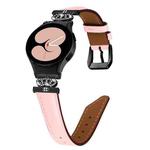 For Samsung Galaxy Watch6 / 6 Classic Crown D-shaped Twill Leather Watch Band(Black Pink)